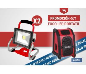 Pack de 2 focos LED portátiles de batería + altavoz Bluetooth de regalo | Iluminación eficiente y duradera